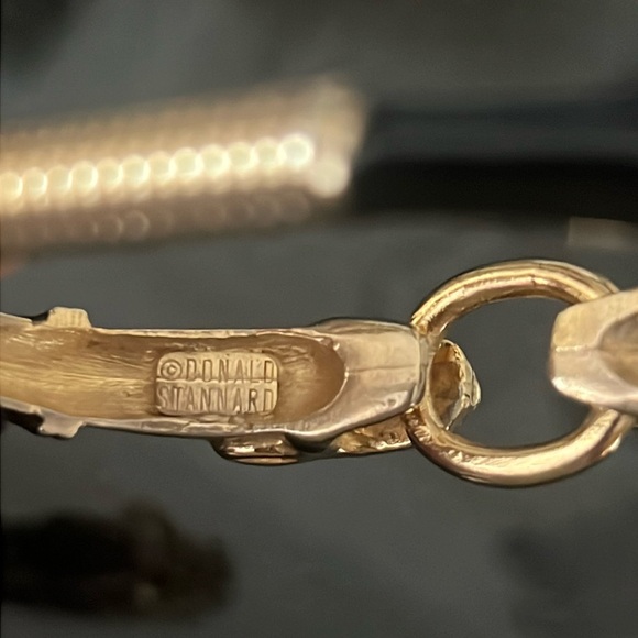 Ultra Rare DONALD STANNARD Gold/Black Enameled Leopard Bracelet Vintage - Picture 9 of 12